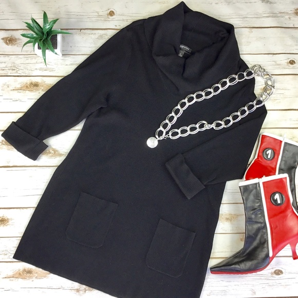 INC International Concepts Dresses & Skirts - INC Black Plus Size Cowl Neck Knit Tunic Dress
